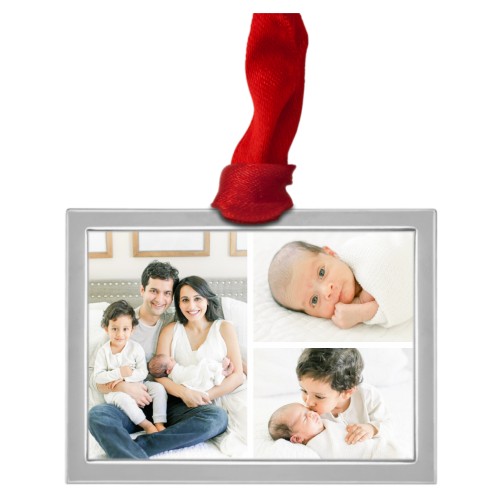 Gallery of Three Horizontal Luxe Frame Ornament, Silver, White, Rectangle