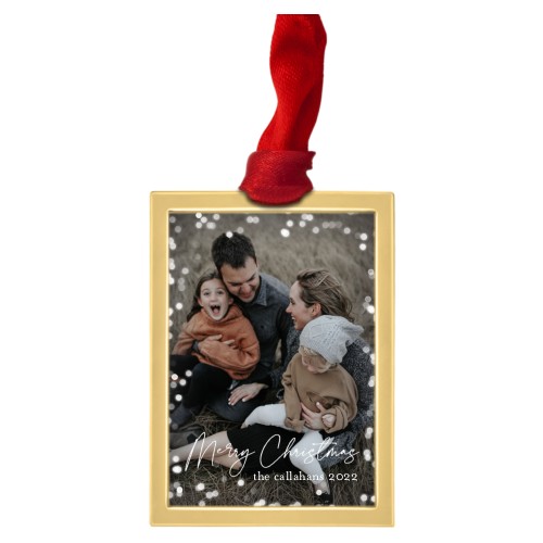 Bokeh Frame Portrait Luxe Frame Ornament, Gold, White, Rectangle