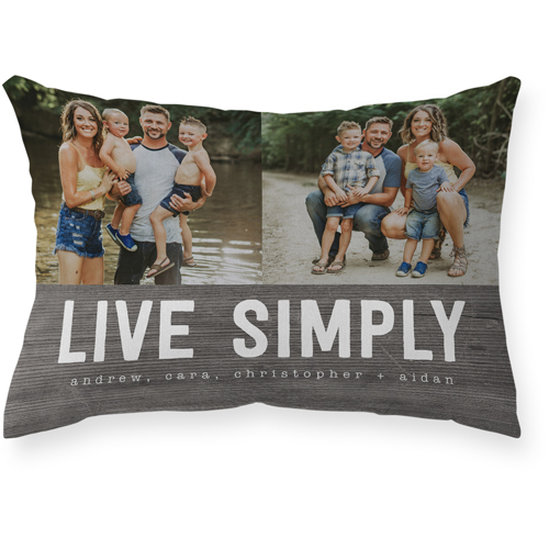 Live Simply Outdoor Pillow, 14x20, Double Sided, Brown