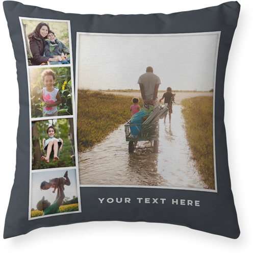 Modern Filmstrip Collage Outdoor Pillow, 20x20, Double Sided, Gray
