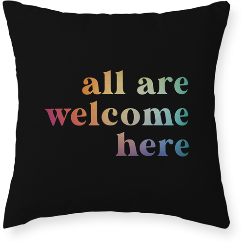 All Welcome Rainbow Outdoor Pillow, 20x20, Single Sided, Multicolor