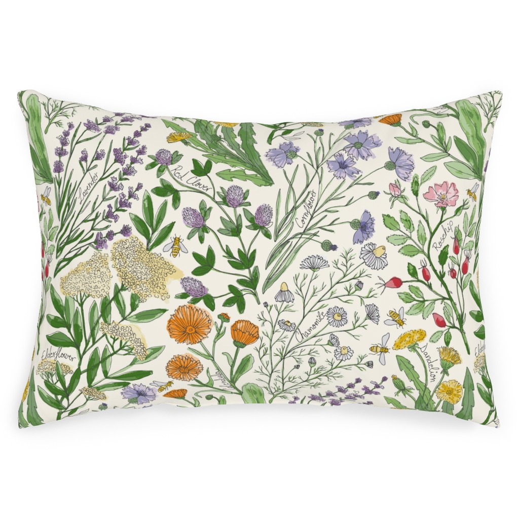 Wildflowers - Multi Outdoor Pillow, 14x20, Single Sided, Multicolor