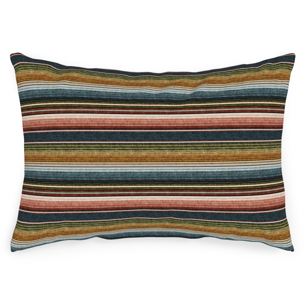 Serape Southwest Stripes - Multi Earthy Outdoor Pillow, 14x20, Single Sided, Multicolor