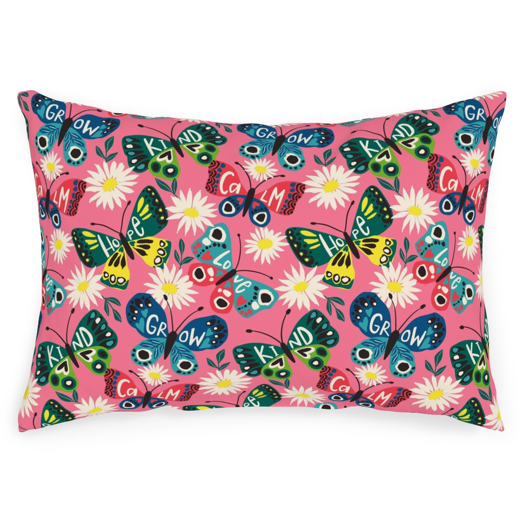 Garden Butterfly - Multi Outdoor Pillow, 14x20, Single Sided, Multicolor