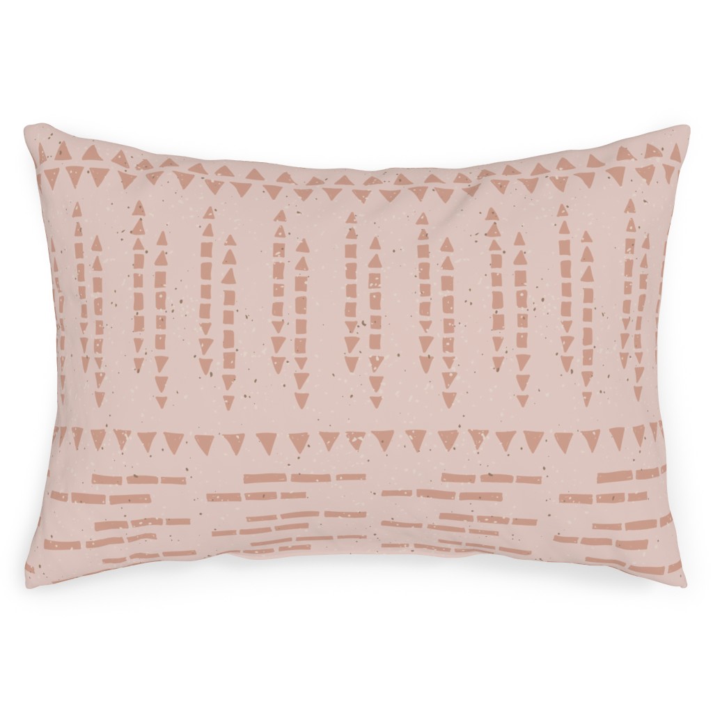 Boho Tribal Dashed Geometric - Pink Outdoor Pillow, 14x20, Single Sided, Pink