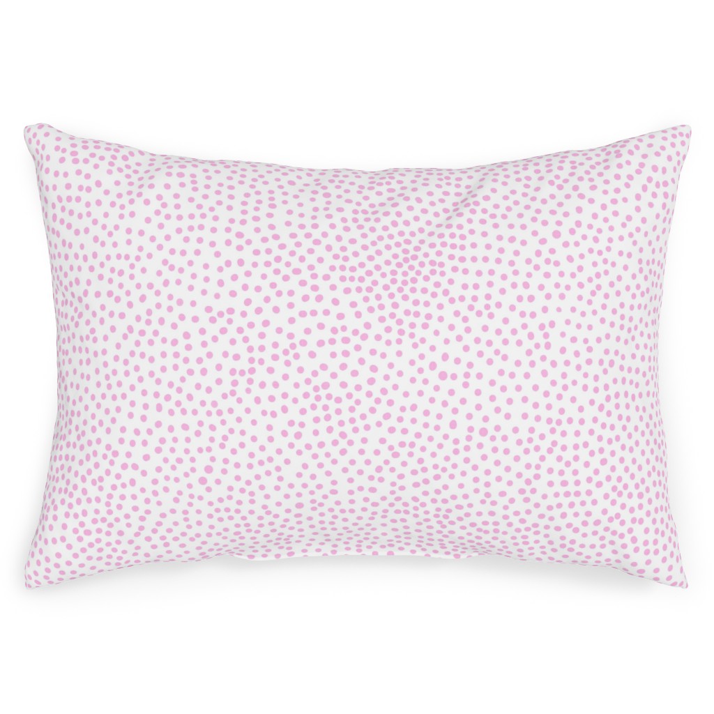 Dot - Happy Pink on White Outdoor Pillow, 14x20, Single Sided, Pink