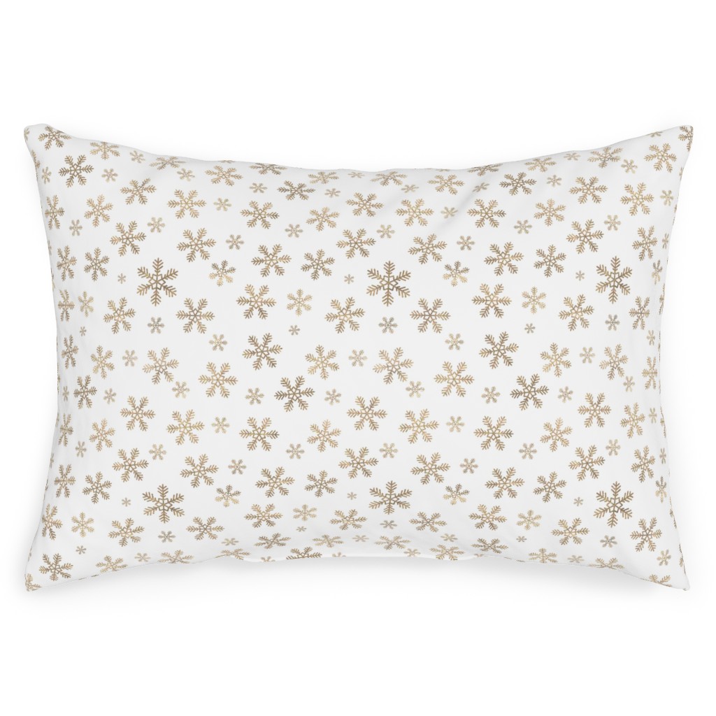 Holiday Snowflakes - Gold Outdoor Pillow, 14x20, Single Sided, Yellow