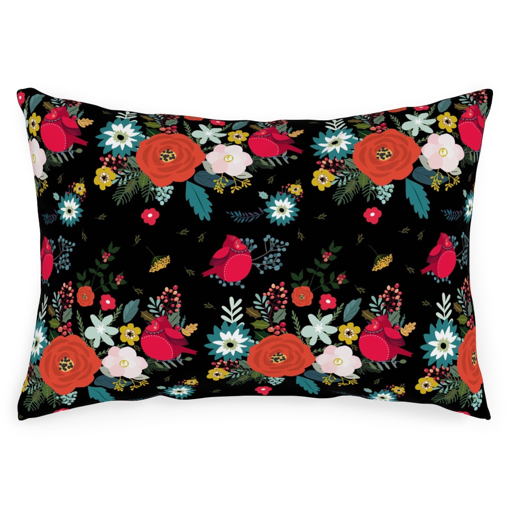 Winter Fields - Black Outdoor Pillow, 14x20, Single Sided, Multicolor