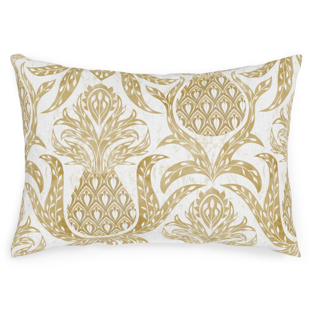 Welcome Pineapple - Gold Outdoor Pillow, 14x20, Single Sided, Yellow