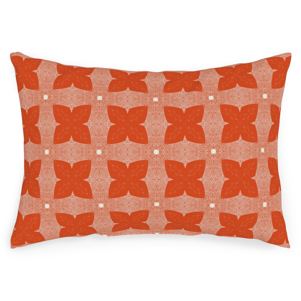 Red Geo Garden - Red Outdoor Pillow, 14x20, Single Sided, Red