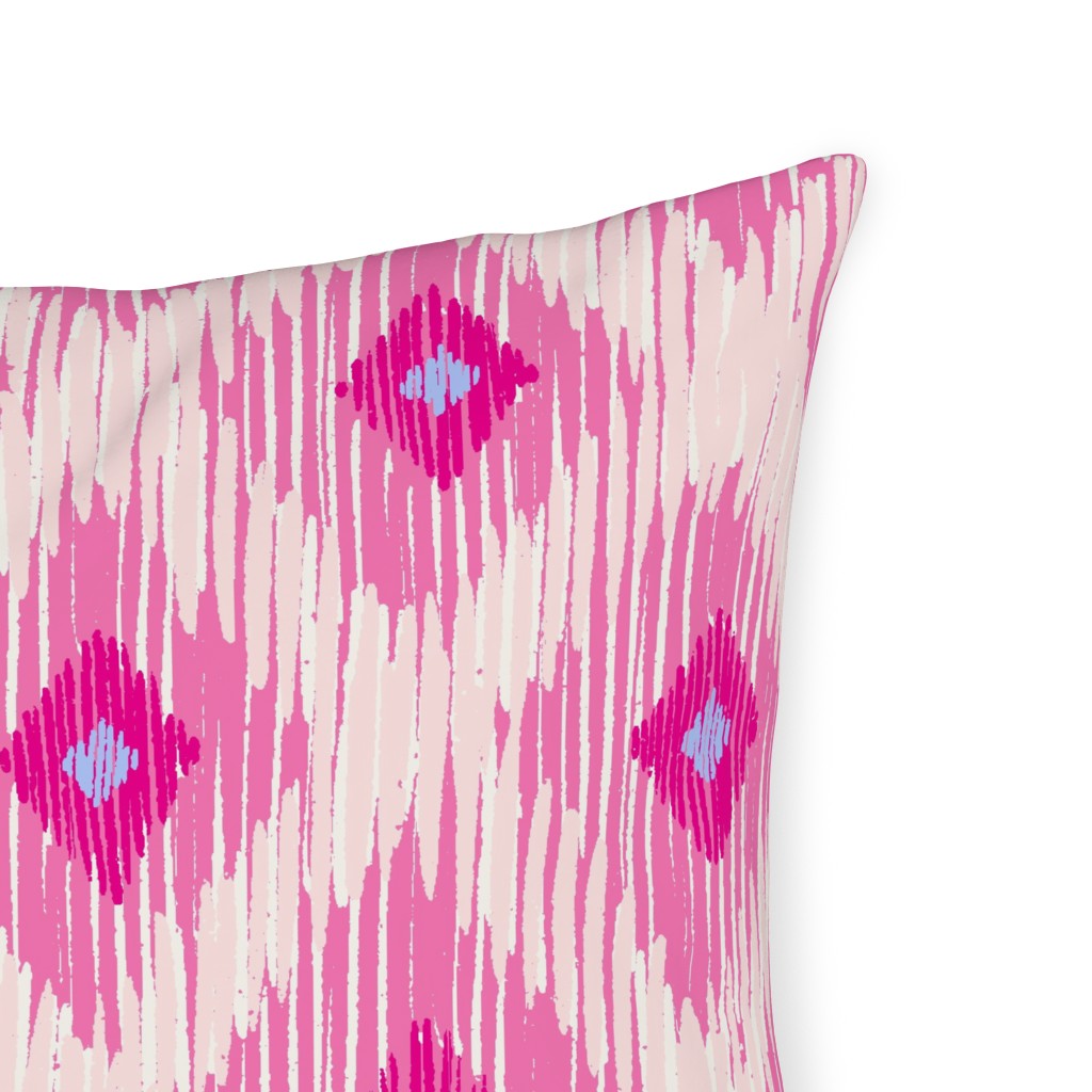 Ikat - Pink With Blue Outdoor Pillow | Shutterfly