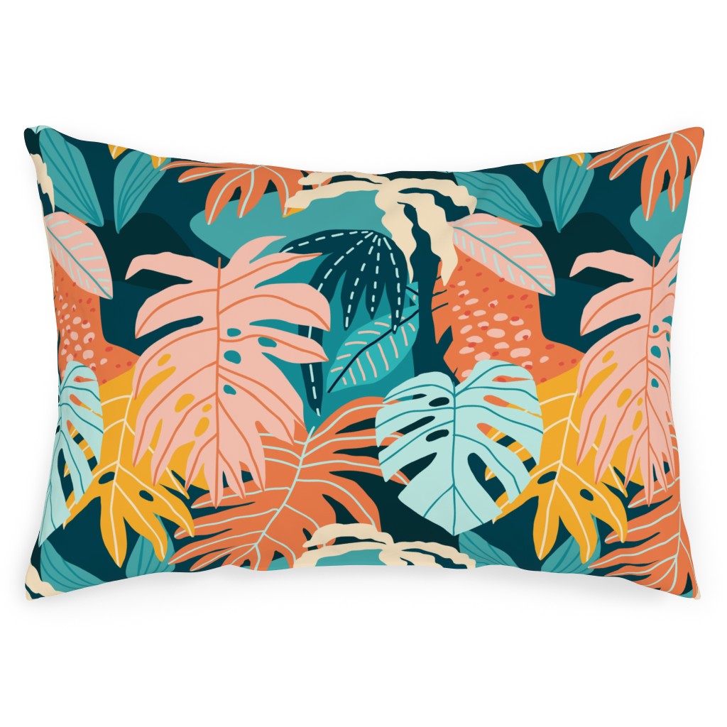 Colors of the Jungle - Multi Outdoor Pillow, 14x20, Single Sided, Multicolor