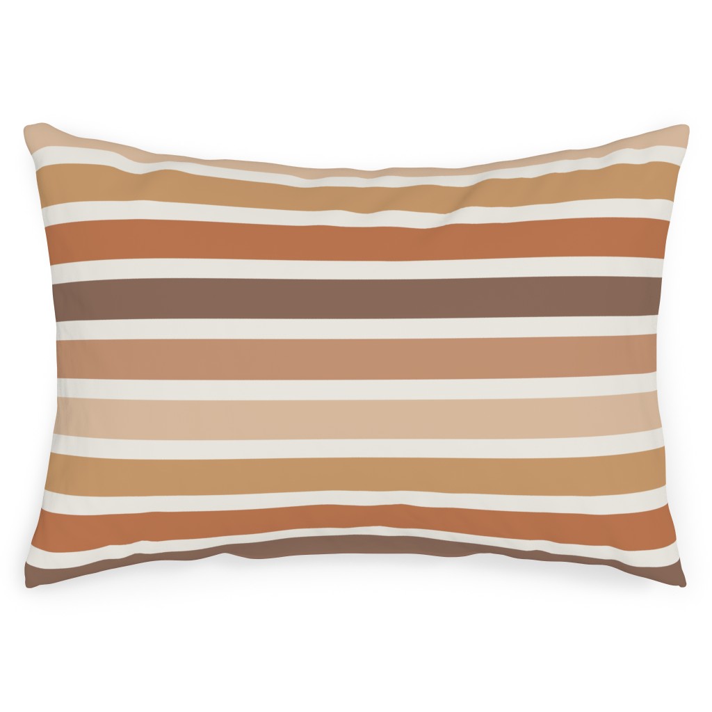 Retro Summer Stripe - Warm Tones Outdoor Pillow, 14x20, Double Sided, Pink