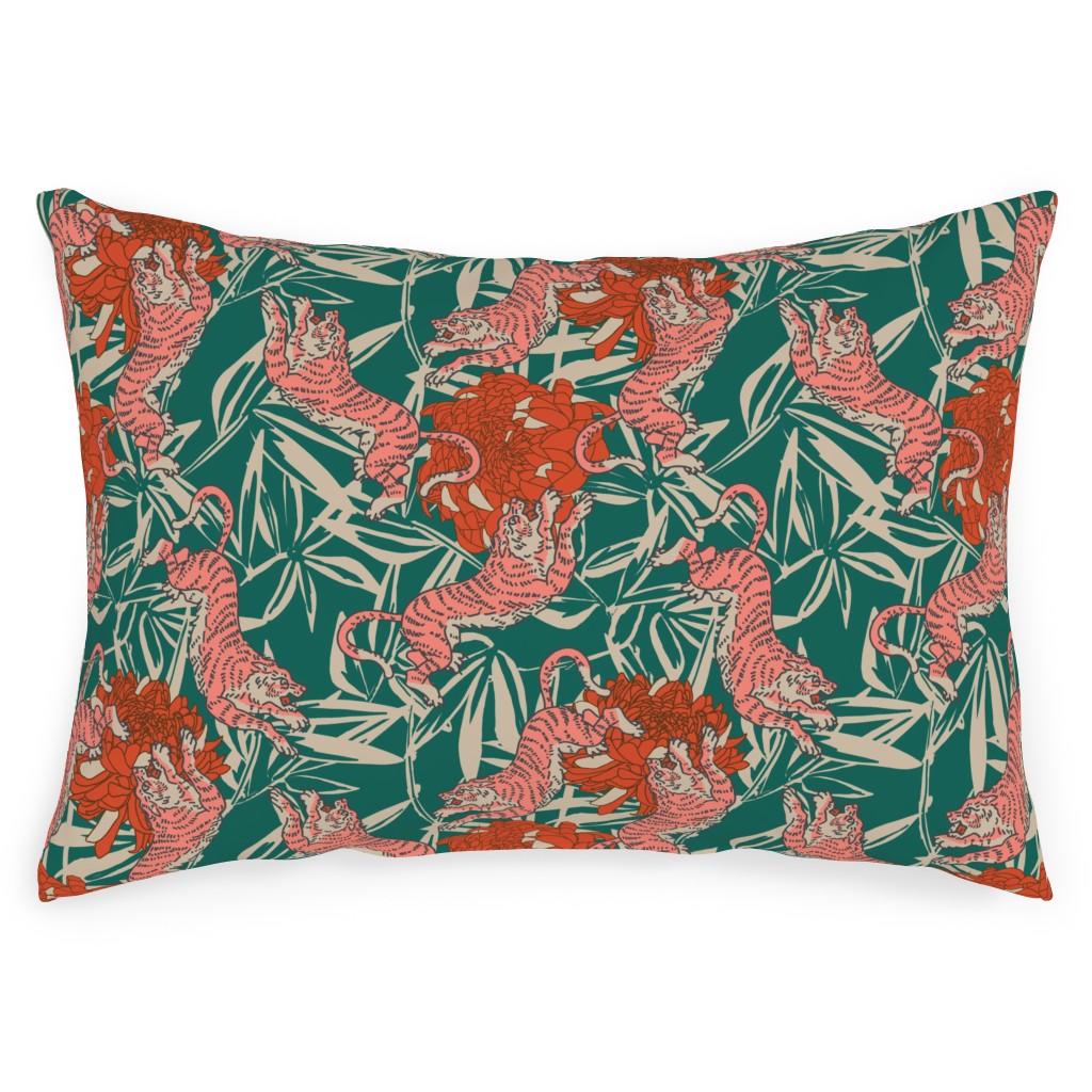 Bengal Kuma Tiger - Multi Outdoor Pillow, 14x20, Double Sided, Multicolor
