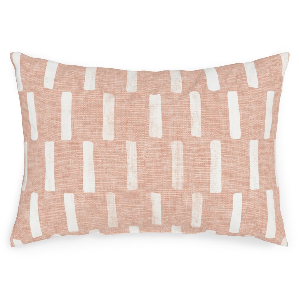 Boho Dash Block Print - Dusty Pink Outdoor Pillow, 14x20, Double Sided, Pink