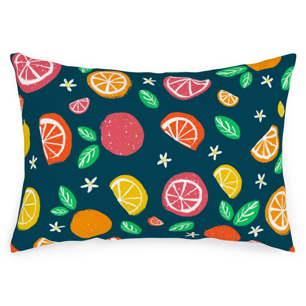 Citrus - Multi Color Outdoor Pillow, 14x20, Double Sided, Multicolor