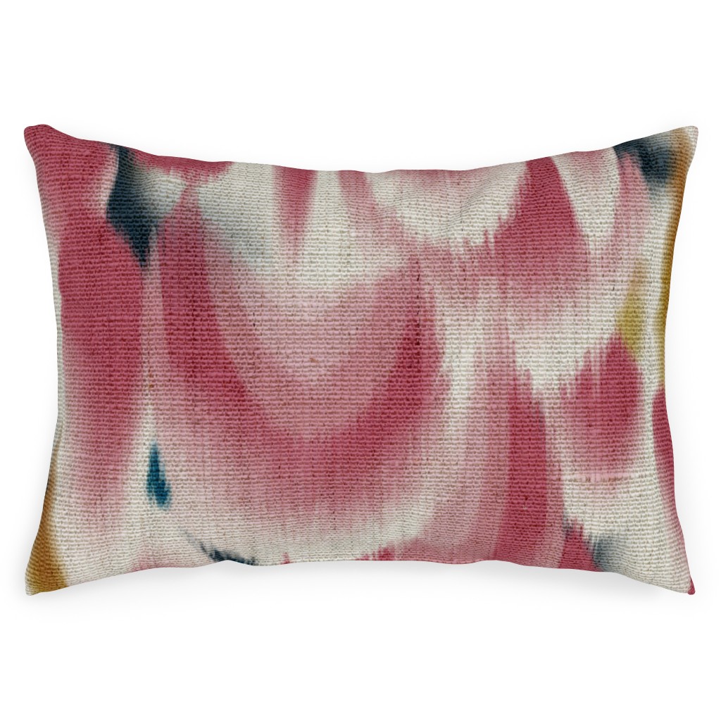 Shibori Wing Spots - Cherry Outdoor Pillow, 14x20, Double Sided, Pink