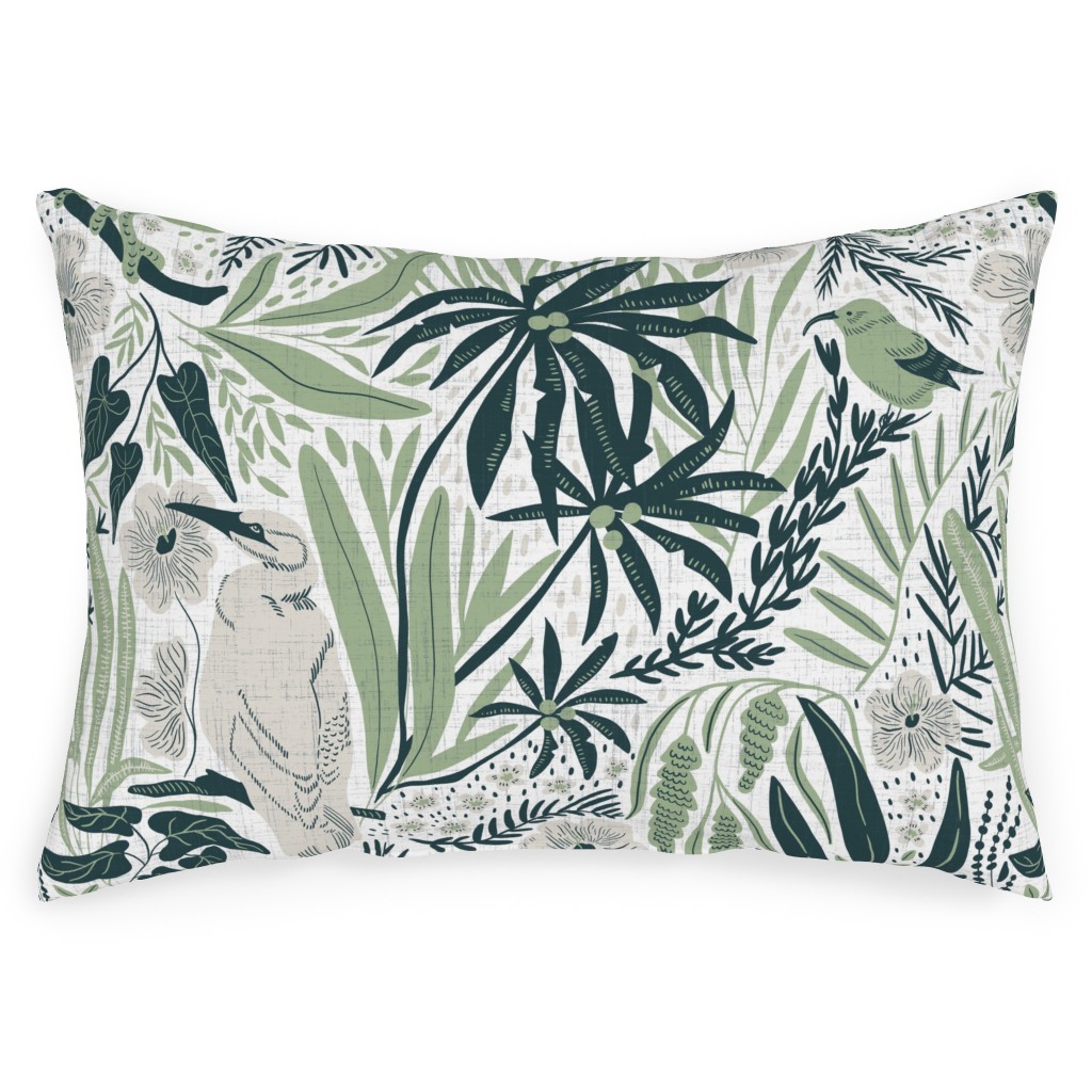Tropical Hawaiian Dreams Outdoor Pillow, 14x20, Double Sided, Green
