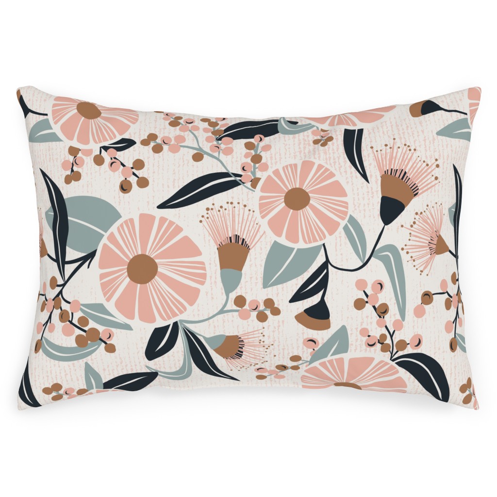 Madelyn Botanical Floral - Pink Outdoor Pillow, 14x20, Double Sided, Pink