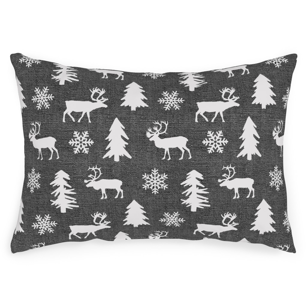 Winter Forest on Canvas Outdoor Pillow, 14x20, Double Sided, Gray
