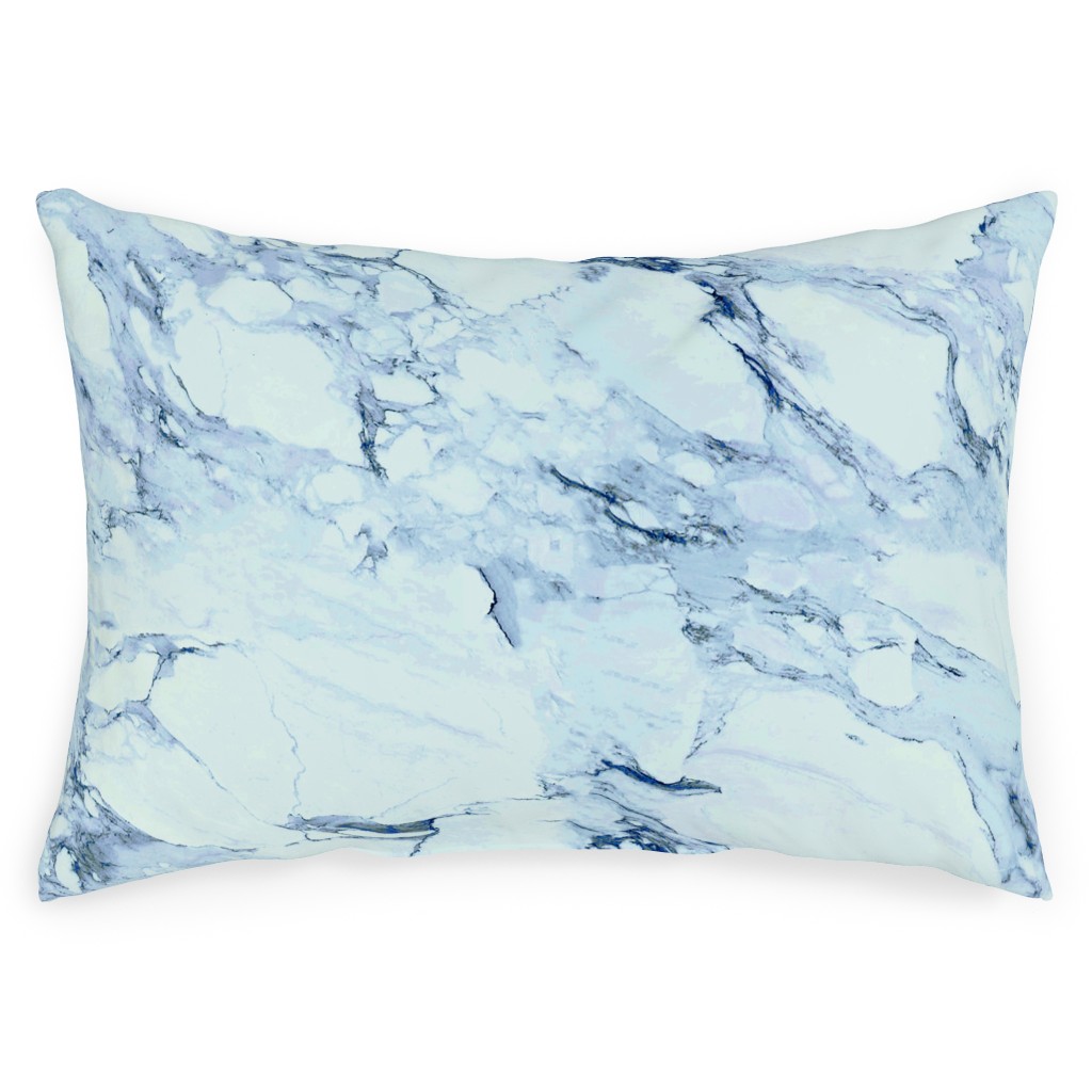 Marble - Blue Outdoor Pillow, 14x20, Double Sided, Blue