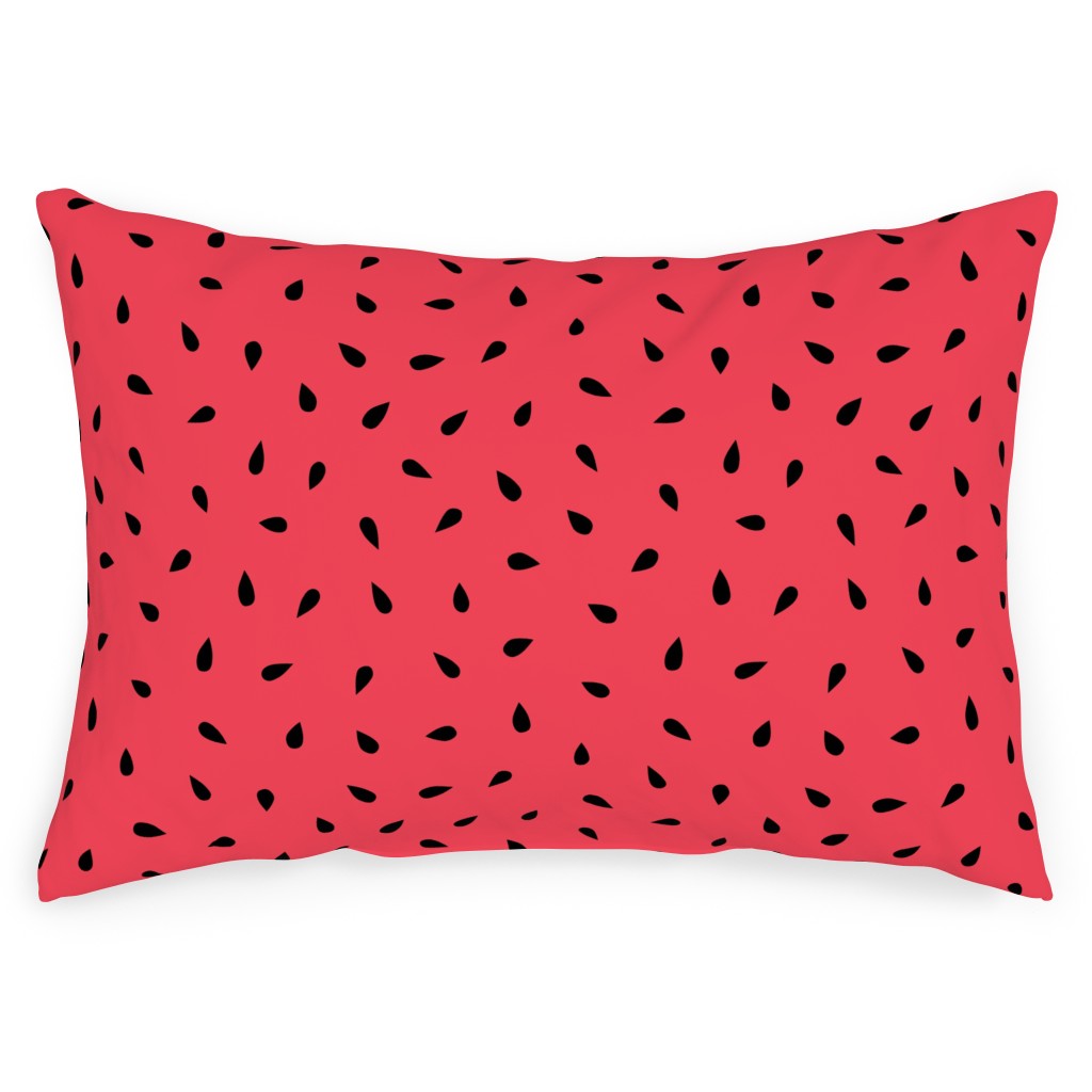 Watermelon Fruit Seeds Outdoor Pillow, 14x20, Double Sided, Red
