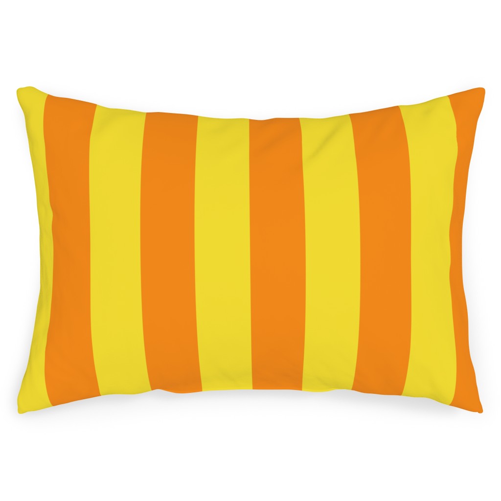 Vertical Stripes Outdoor Pillow, 14x20, Double Sided, Orange