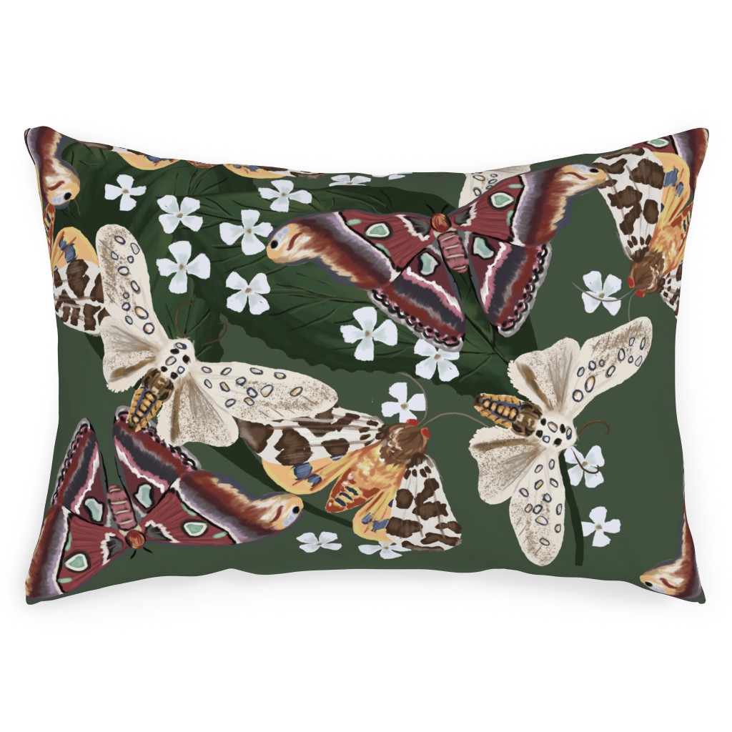 Moth Frenzy - Multi Outdoor Pillow, 14x20, Double Sided, Multicolor