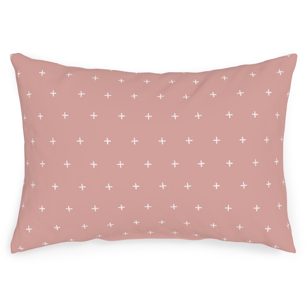 Plus on Dusty Pink Outdoor Pillow, 14x20, Double Sided, Pink