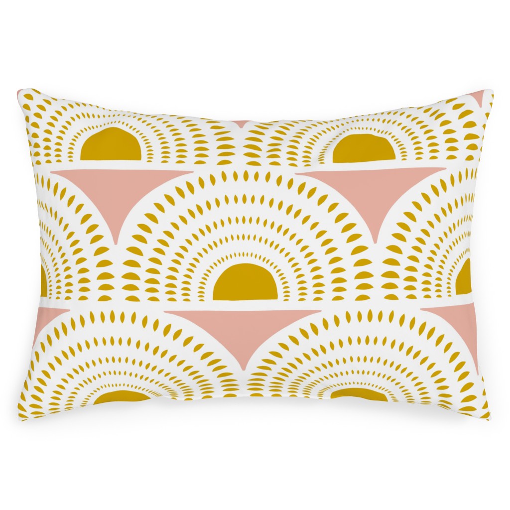 Aurora - Blush & Yellow Outdoor Pillow, 14x20, Double Sided, Yellow