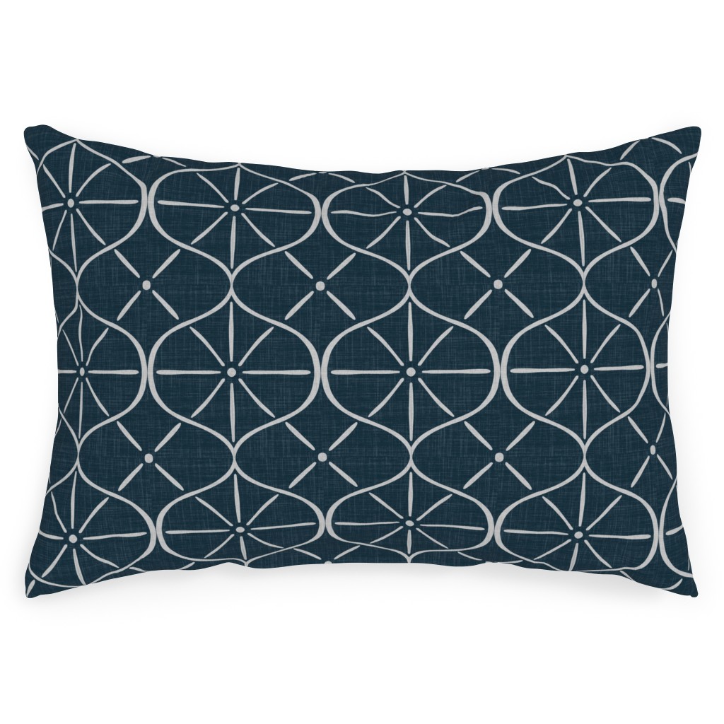 Ovalesque - Blue Outdoor Pillow, 14x20, Double Sided, Blue
