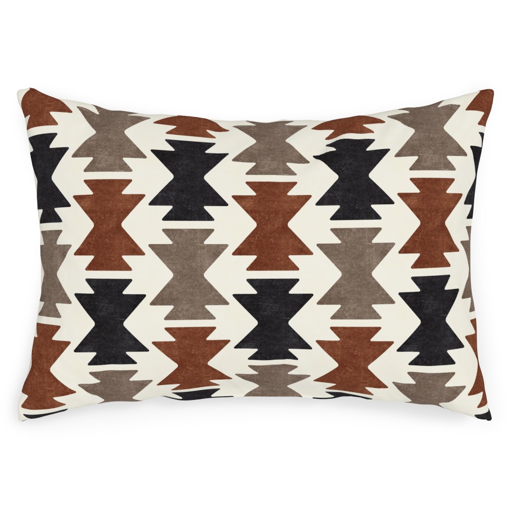Bohemian Aztec Outdoor Pillow, 14x20, Double Sided, Brown