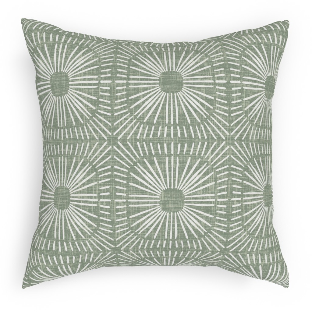 Sunburst in Sage Outdoor Pillow, 18x18, Single Sided, Green