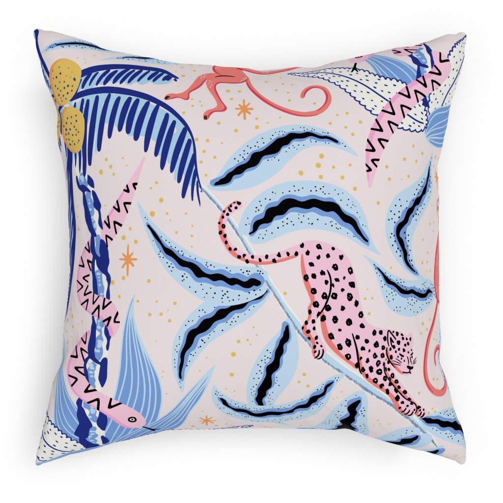 Tropical Surrealism - Bright Outdoor Pillow, 18x18, Single Sided, Multicolor