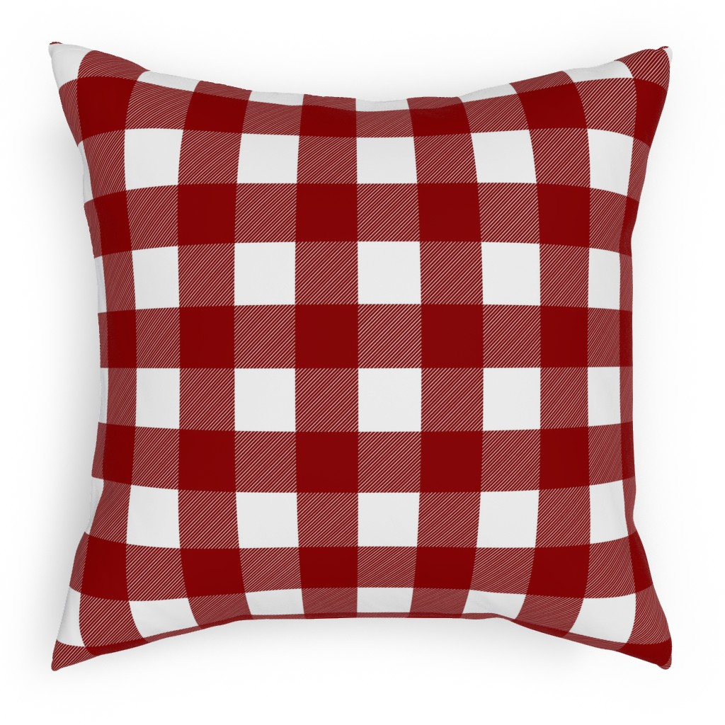 Buffalo Plaid - Red Outdoor Pillow, 18x18, Single Sided, Red