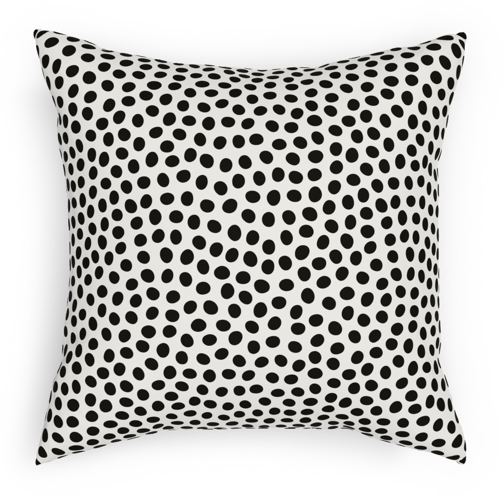 Dots - Black and White Outdoor Pillow, 18x18, Single Sided, White