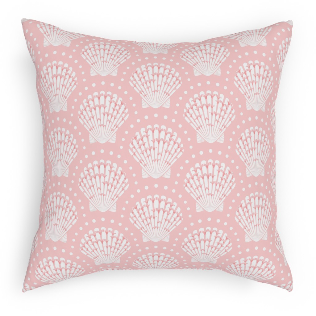 Pretty Scallop Shells - Pink Outdoor Pillow, 18x18, Single Sided, Pink