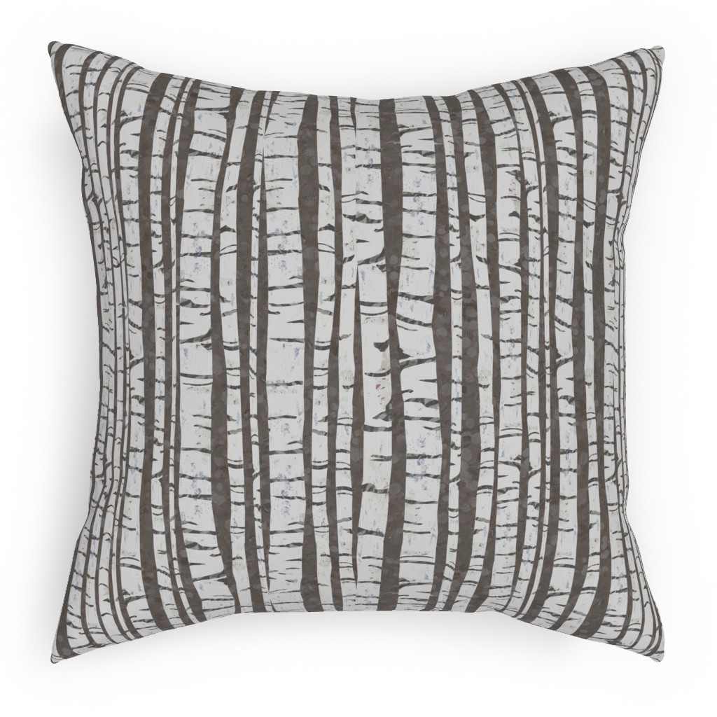 Birch Forest - Gray Outdoor Pillow, 18x18, Single Sided, Gray