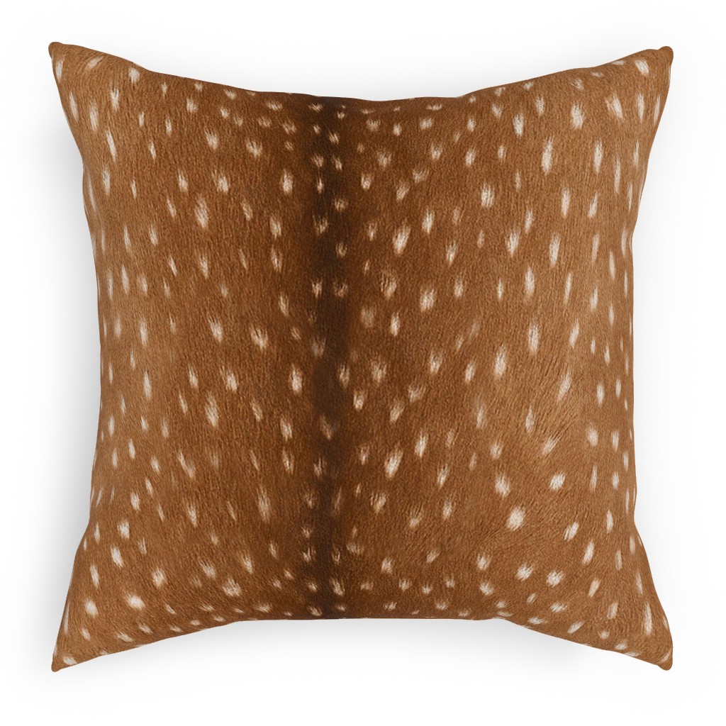 Bright Deer Hide- Brown Outdoor Pillow, 18x18, Single Sided, Brown