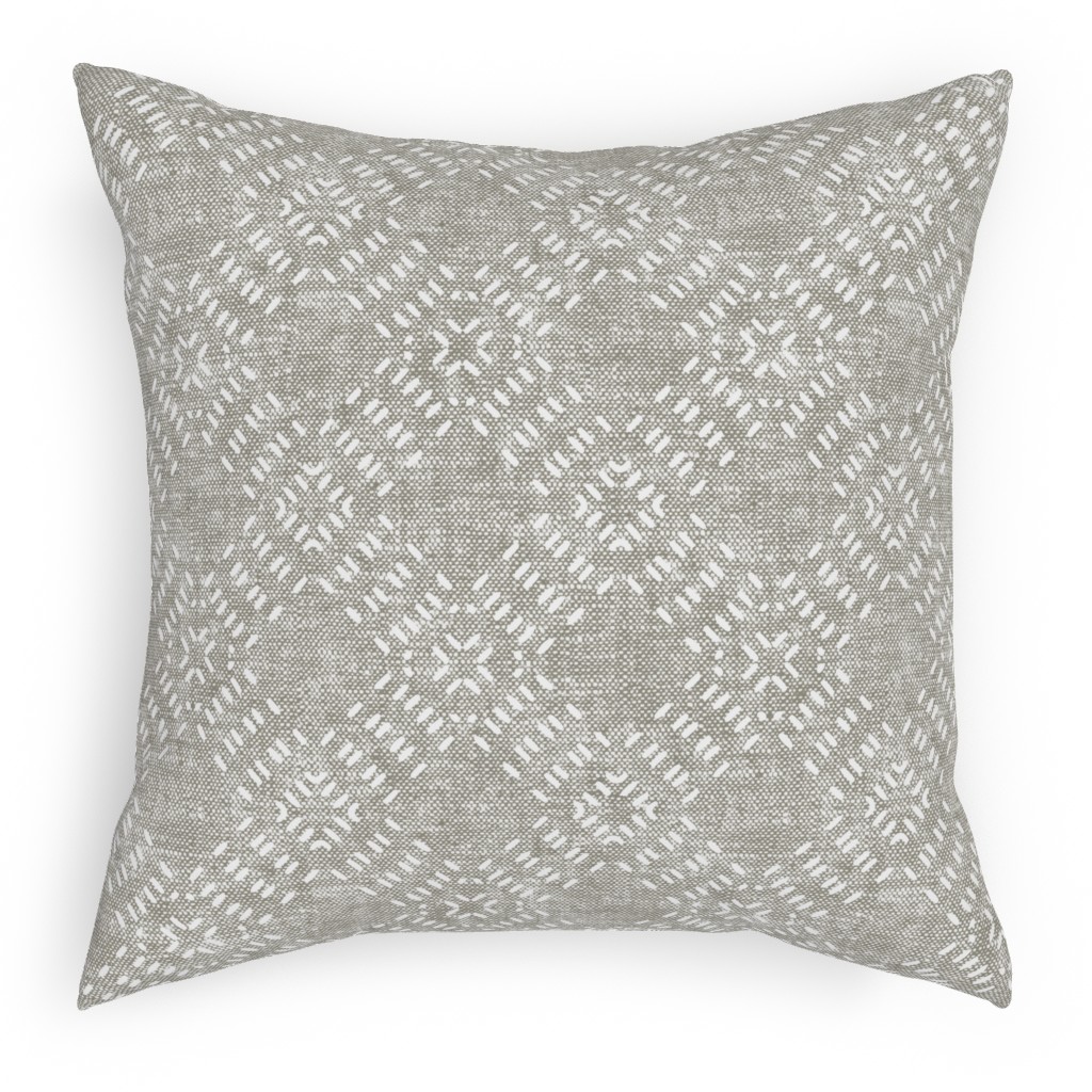 Modern Farmhouse Tile - Neutral Outdoor Pillow, 18x18, Single Sided, Gray