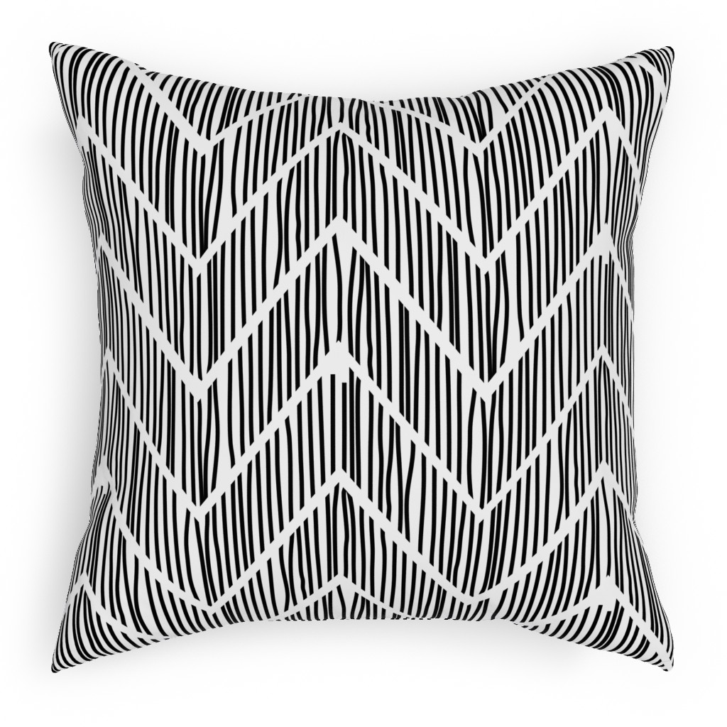 Black & White Chevron Outdoor Pillow, 18x18, Single Sided, Gray