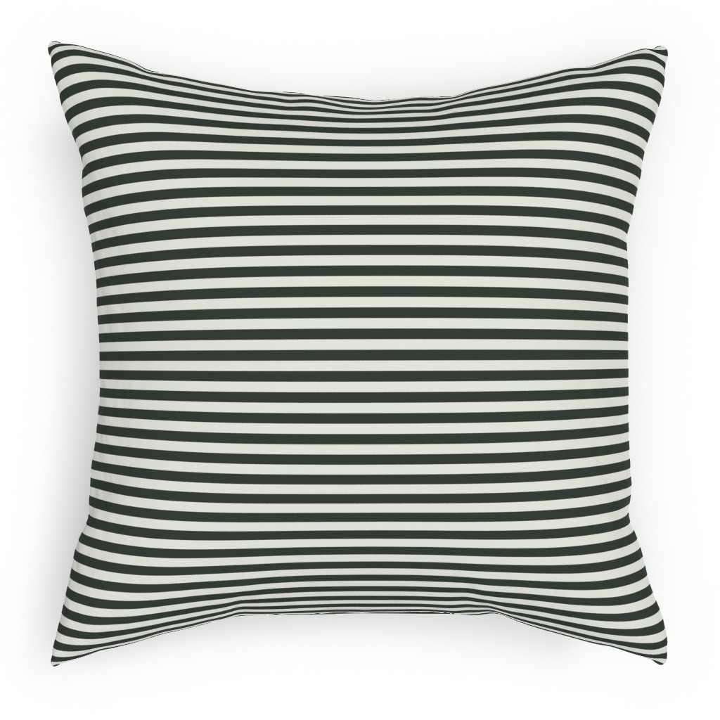 Stripe - Black and Cream Outdoor Pillow, 18x18, Single Sided, Black