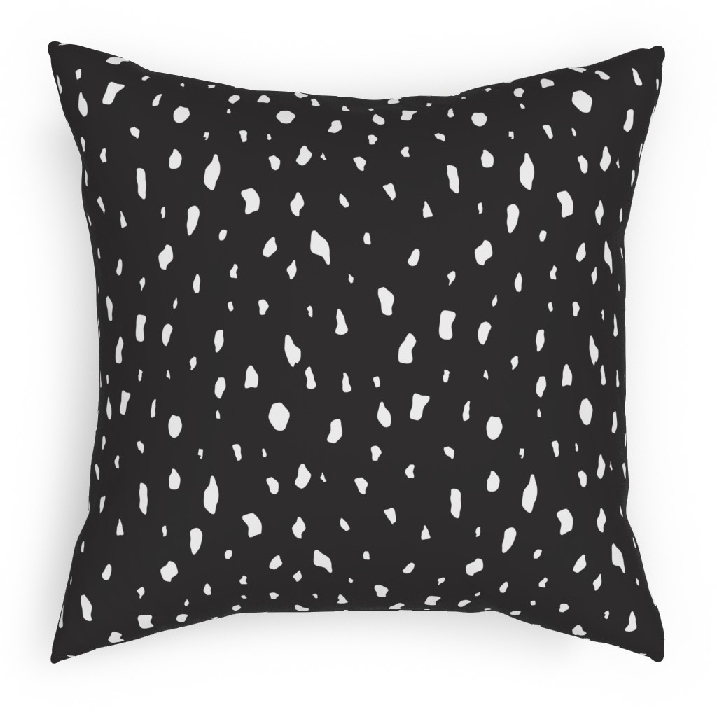 Chipped - Black and White Outdoor Pillow, 18x18, Single Sided, Black