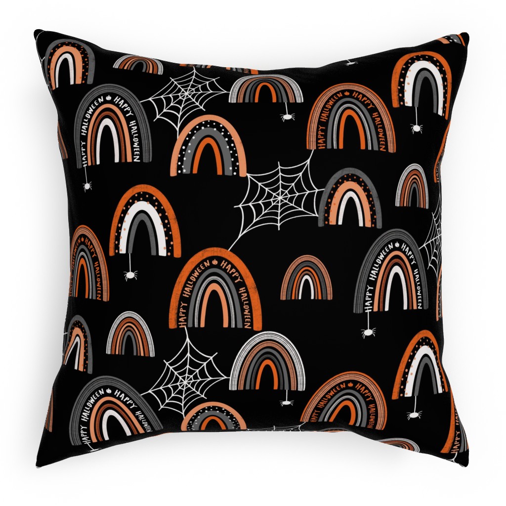 Halloween Rainbows Outdoor Pillow, 18x18, Double Sided, Black