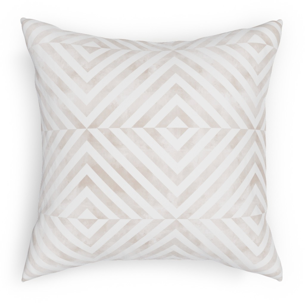 Soft Pink Angles Outdoor Pillow, 18x18, Double Sided, White