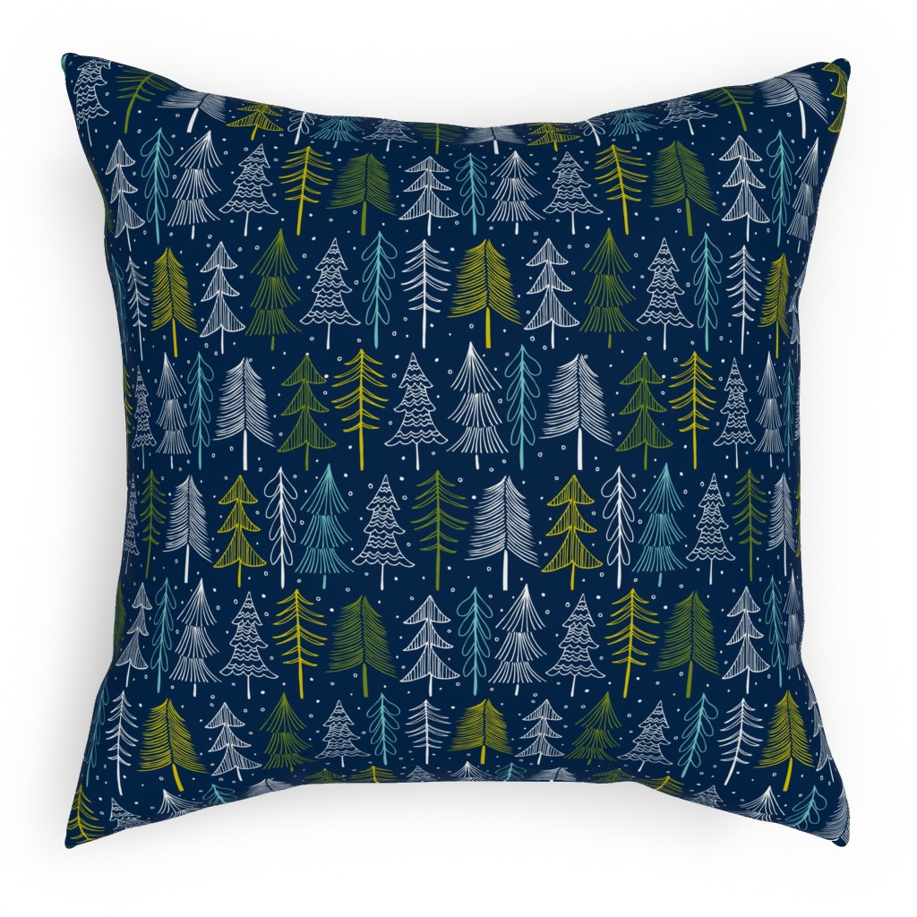 Oh' Christmas Tree Outdoor Pillow, 18x18, Double Sided, Blue