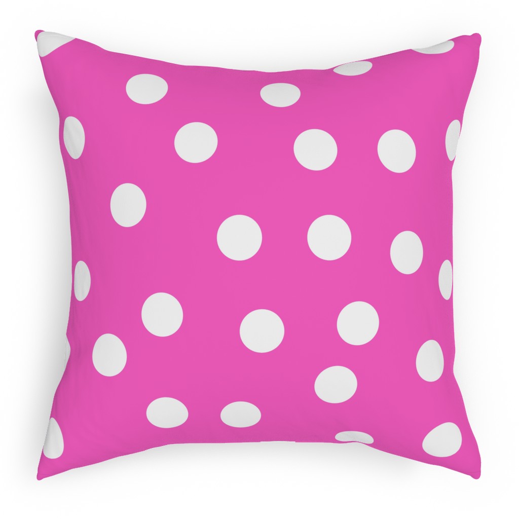 Polka Dot Scatter - Pink Outdoor Pillow, 18x18, Double Sided, Pink