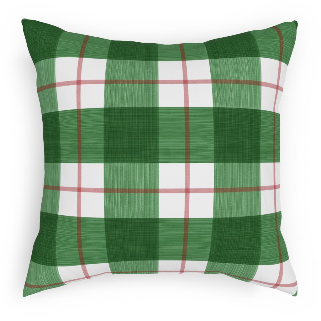 Double Plaid Outdoor Pillow, 18x18, Double Sided, Green