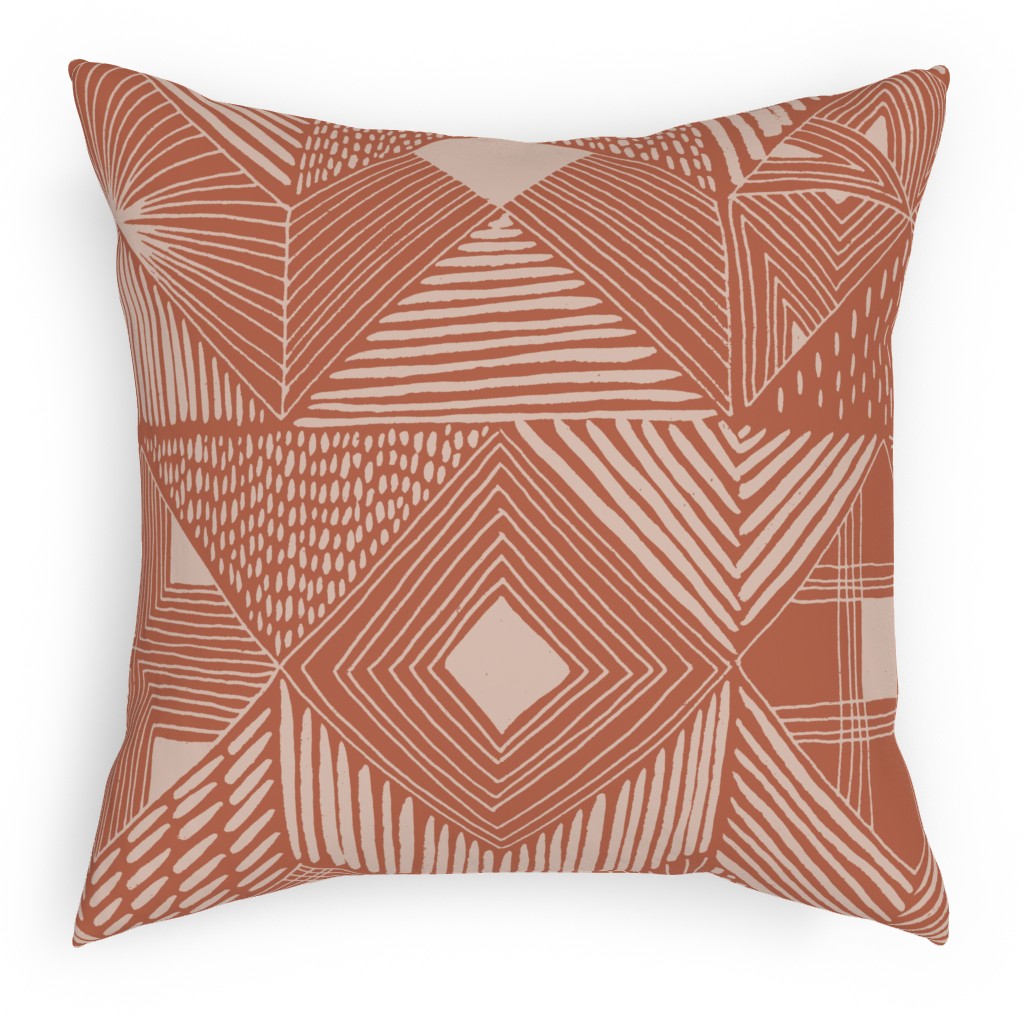 Neutral Retreat - Terracotta Outdoor Pillow, 18x18, Double Sided, Pink