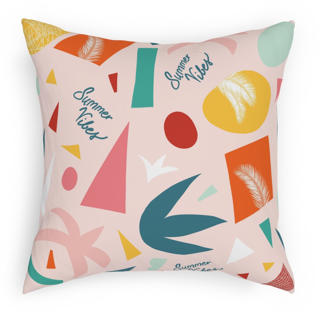 Summer Vibes Abstract Shapes Outdoor Pillow, 18x18, Double Sided, Multicolor